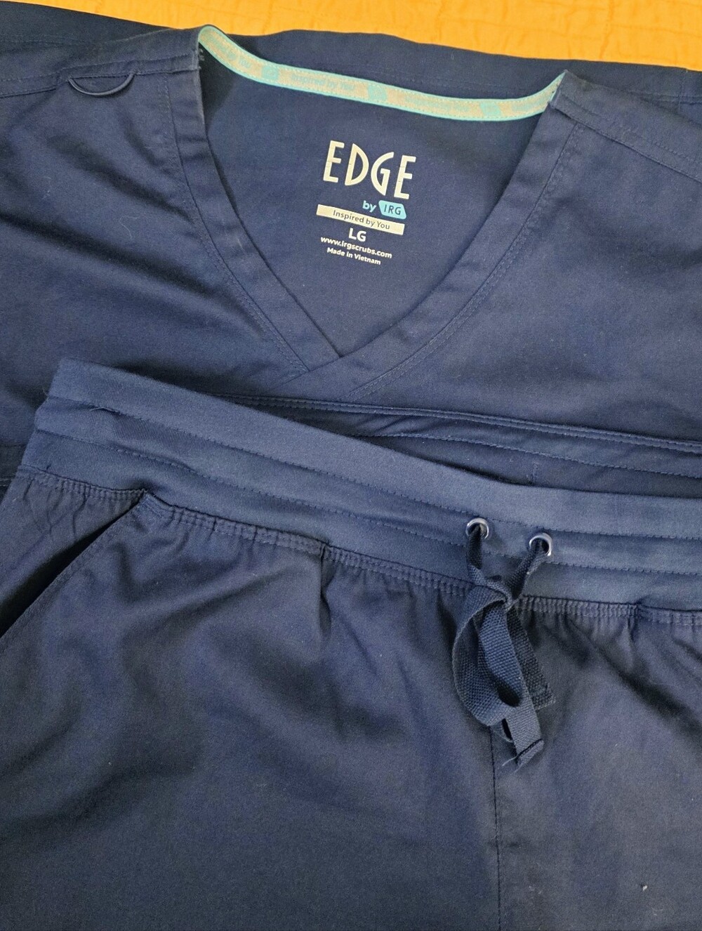 EDGE By IRG Navy V-Neck Scrub Top and Drawstring Pants
